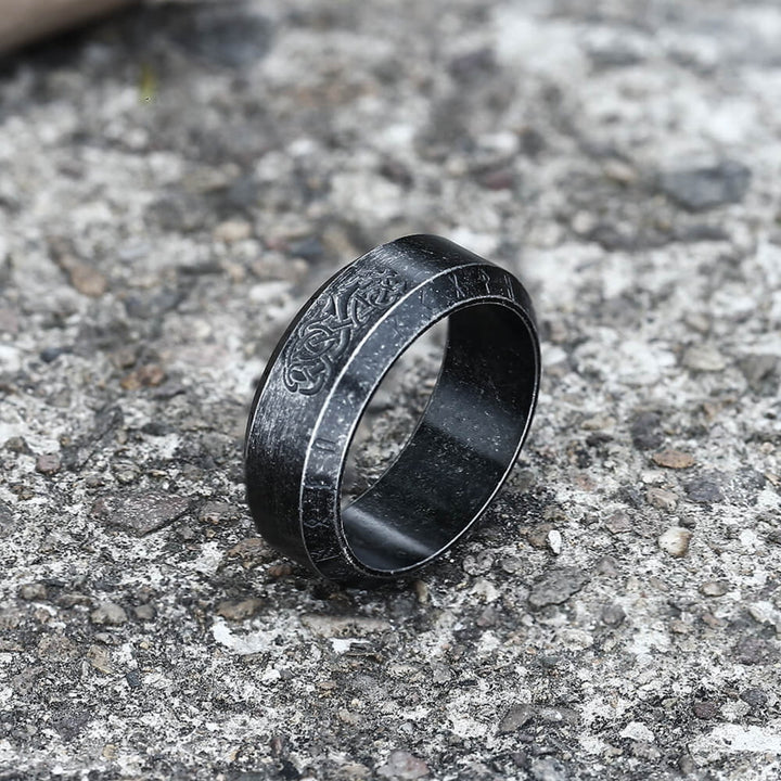 WorldNorse Norse Dragon Runes Stainless Steel Viking Ring