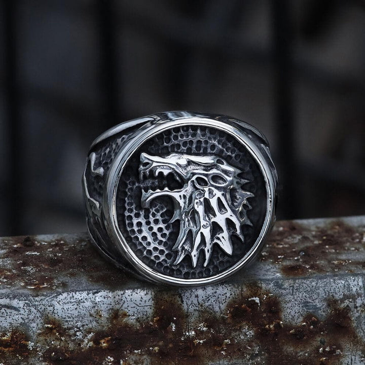 WorldNorse Growling Direwolf Stainless Steel Ring