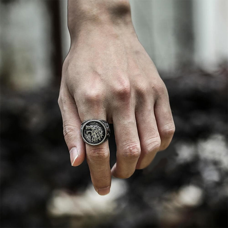 WorldNorse Growling Direwolf Stainless Steel Ring - image 1