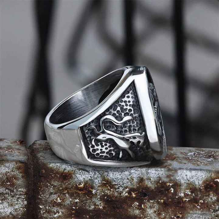 WorldNorse Growling Direwolf Stainless Steel Ring