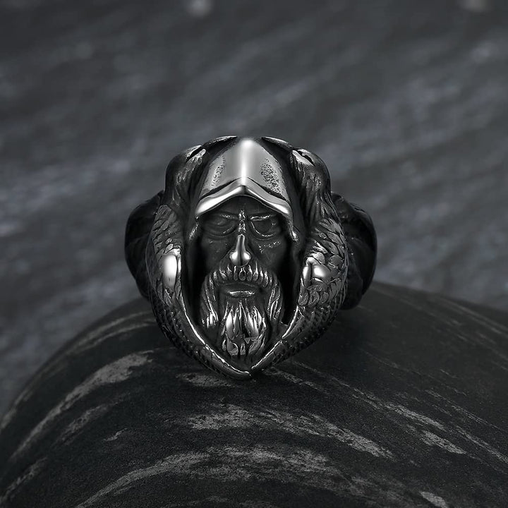 WorldNorse Mythology Odin Wolf Stainless Steel Viking Ring