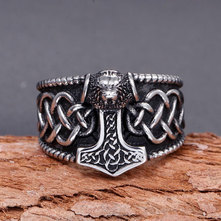 WorldNorse Thor's Hammer Stainless Steel Viking Ring