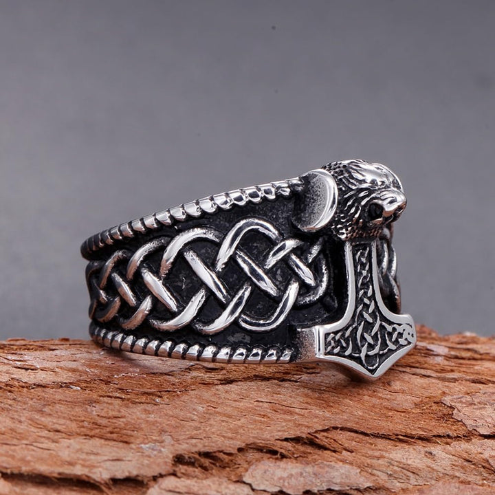 WorldNorse Thor's Hammer Stainless Steel Viking Ring