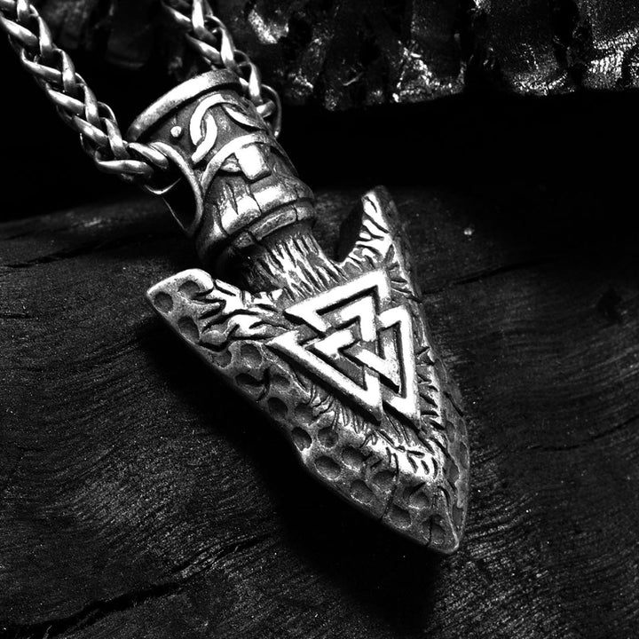 WorldNorse Valknut Stone Spear Stainless Steel Viking Pendant Necklace - image 2