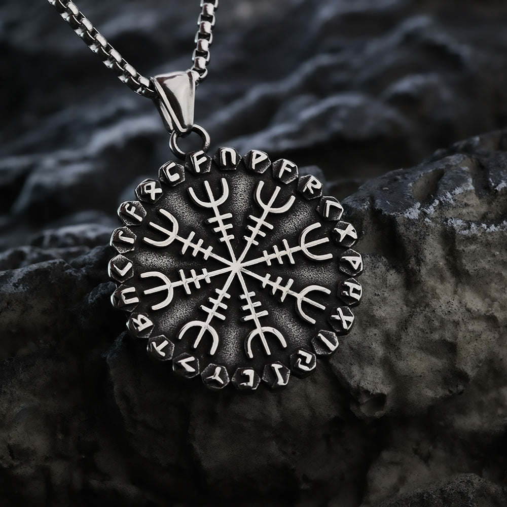 WorldNorse Classic Odin Viking Compass Rune Necklace - Silver - image 5