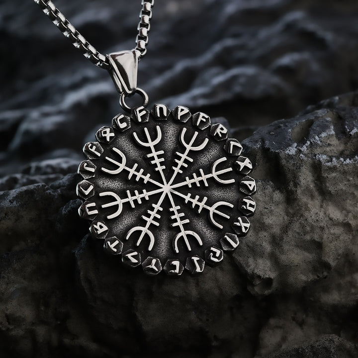 WorldNorse Classic Odin Viking Compass Rune Necklace - Silver - image 5