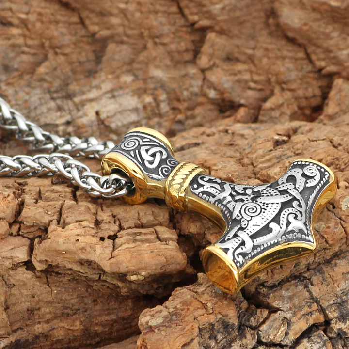 WorldNorse Thor's Hammer Stainless Steel Pendant Necklace - Gold - image 0