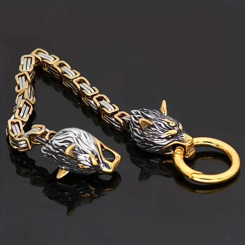WorldNorse Vintage Viking Mjolnir With Wolves Necklace & Bracelet - Gold Bracelet - image 5