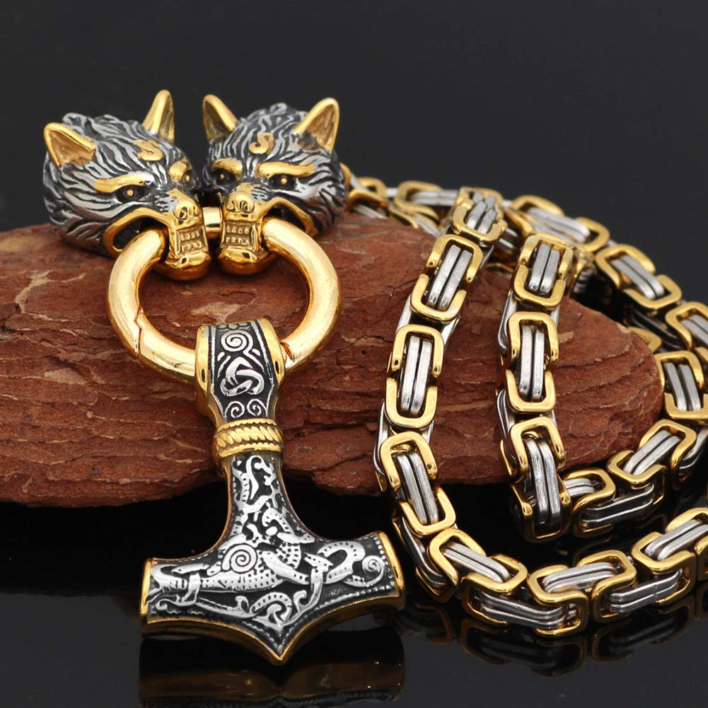 WorldNorse Vintage Viking Mjolnir With Wolves Necklace & Bracelet - image 23