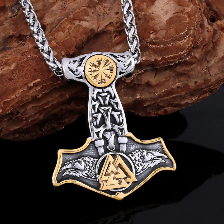 WorldNorse Viking Celtic Knot Valknut Necklace - Gold - image 3