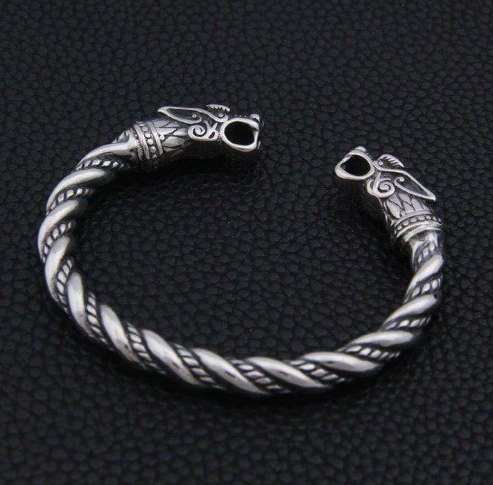WorldNorse Norse Dual Head Dragon Bracelet - Silver - image 3