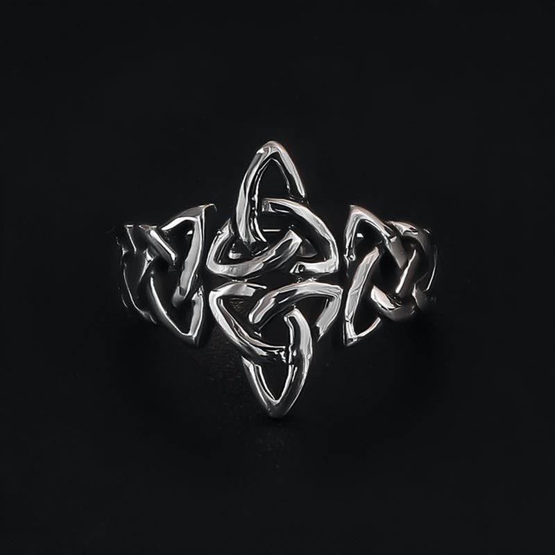 WorldNorse Celtic Knot Triple Horn Of Odin Ring