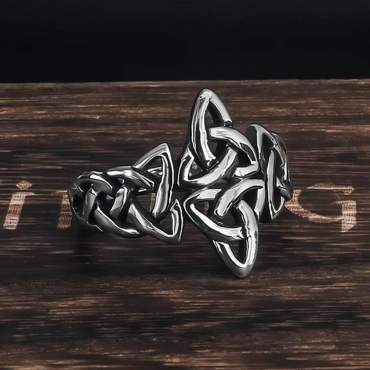 WorldNorse Celtic Knot Triple Horn Of Odin Ring