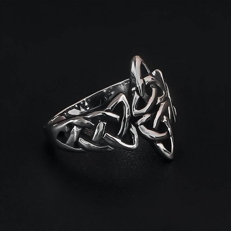 WorldNorse Celtic Knot Triple Horn Of Odin Ring