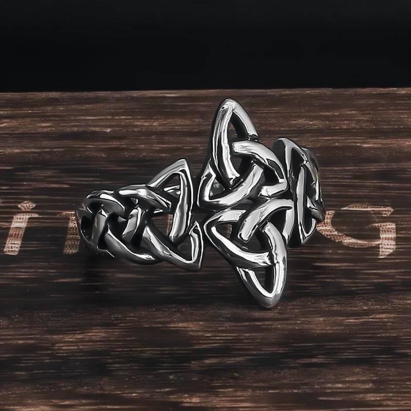 WorldNorse Celtic Knot Triple Horn Of Odin Ring - US 12 - image 0