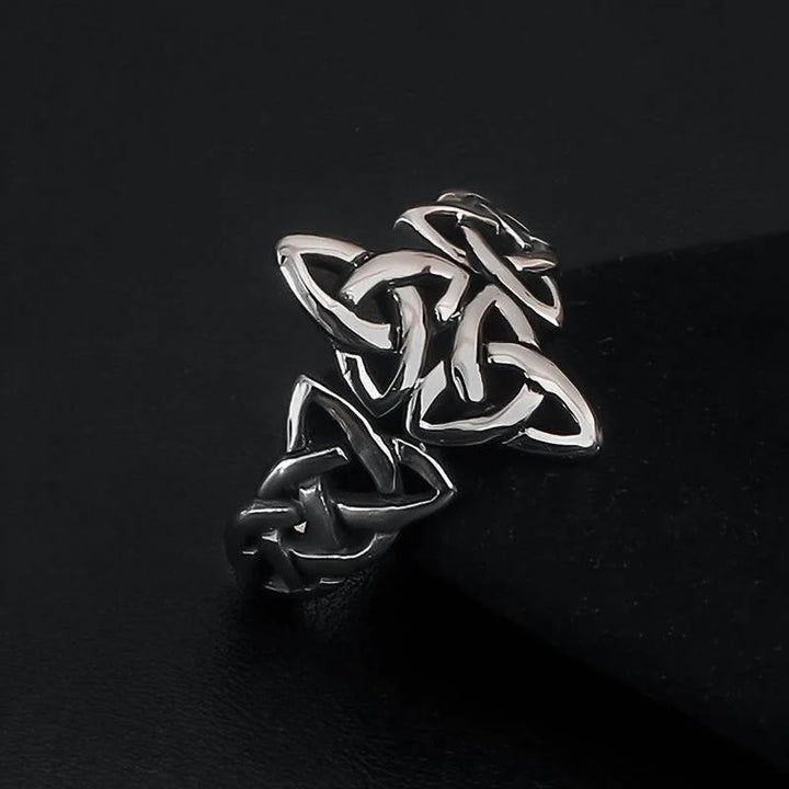 WorldNorse Celtic Knot Triple Horn Of Odin Ring