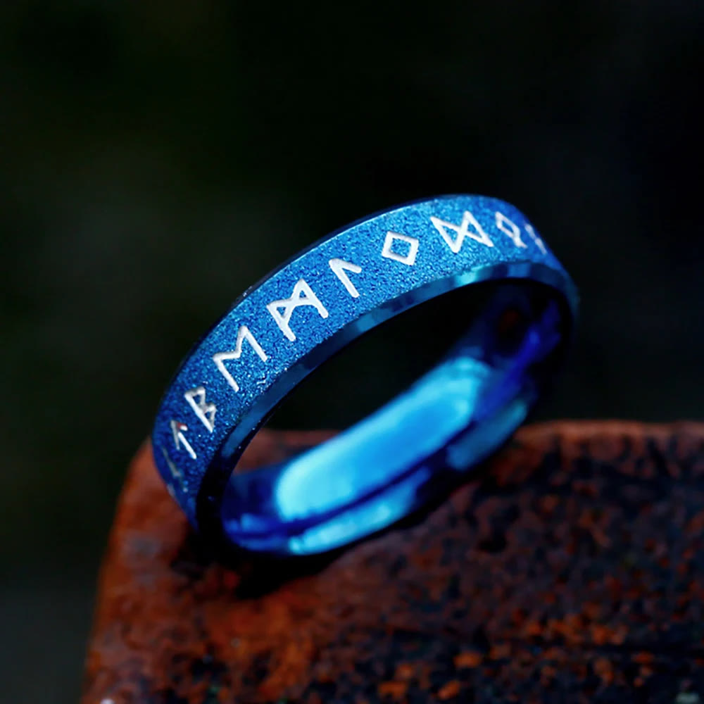 WorldNorse Round Simple Viking Rune Ring - Blue - 6mm - US 13 - image 10