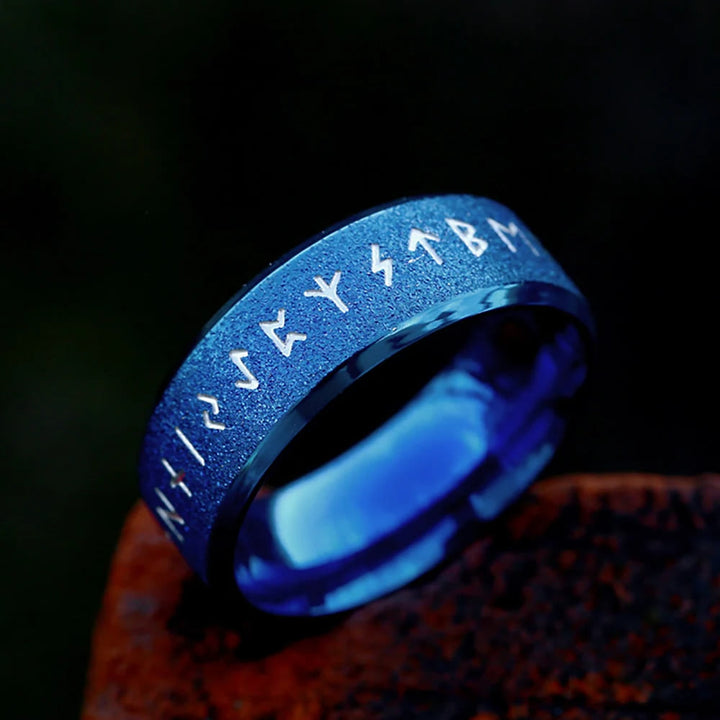 WorldNorse Round Simple Viking Rune Ring - Blue - 8mm - US 13 - image 11