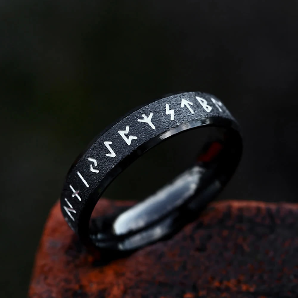 WorldNorse Round Simple Viking Rune Ring - Black - 6mm - US 13 - image 1