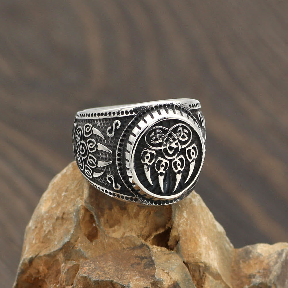 WorldNorse Bear Claw Stainless Steel Viking Ring