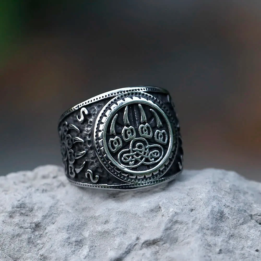 WorldNorse Bear Claw Stainless Steel Viking Ring