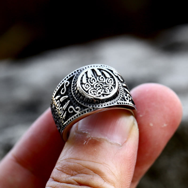 WorldNorse Bear Claw Stainless Steel Viking Ring