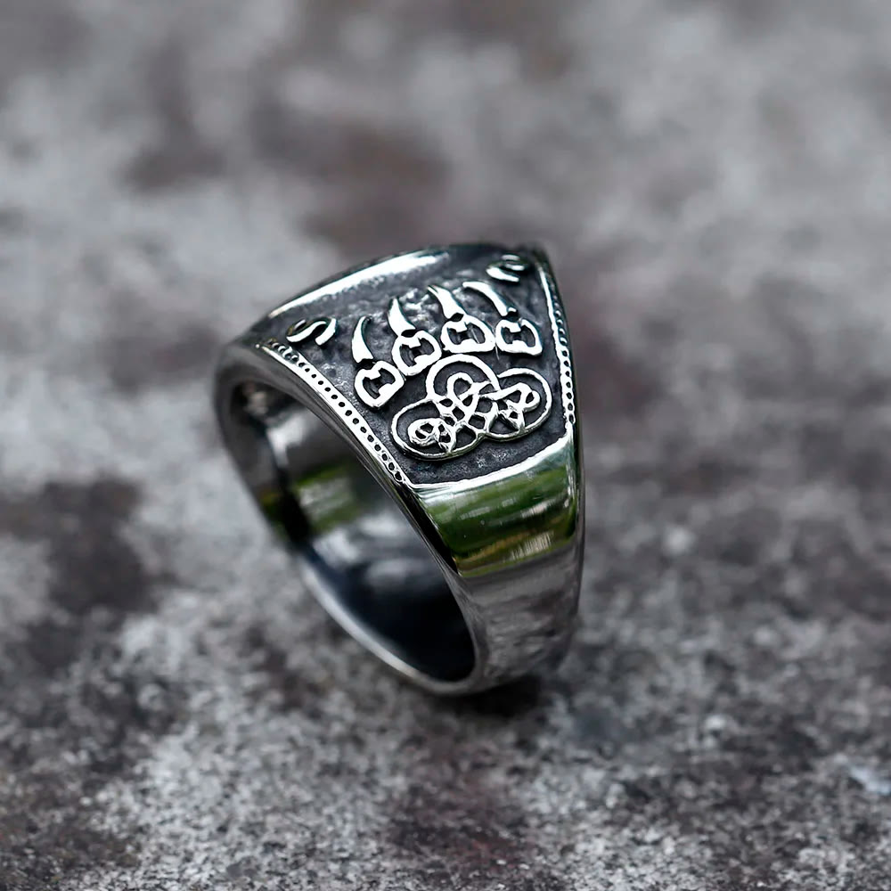 WorldNorse Bear Claw Stainless Steel Viking Ring