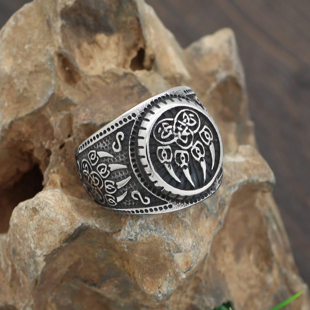 WorldNorse Bear Claw Stainless Steel Viking Ring