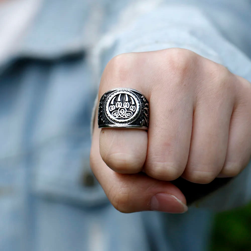 WorldNorse Bear Claw Stainless Steel Viking Ring