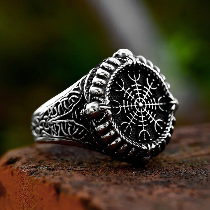 WorldNorse Viking Stainless Steel Compass Ring