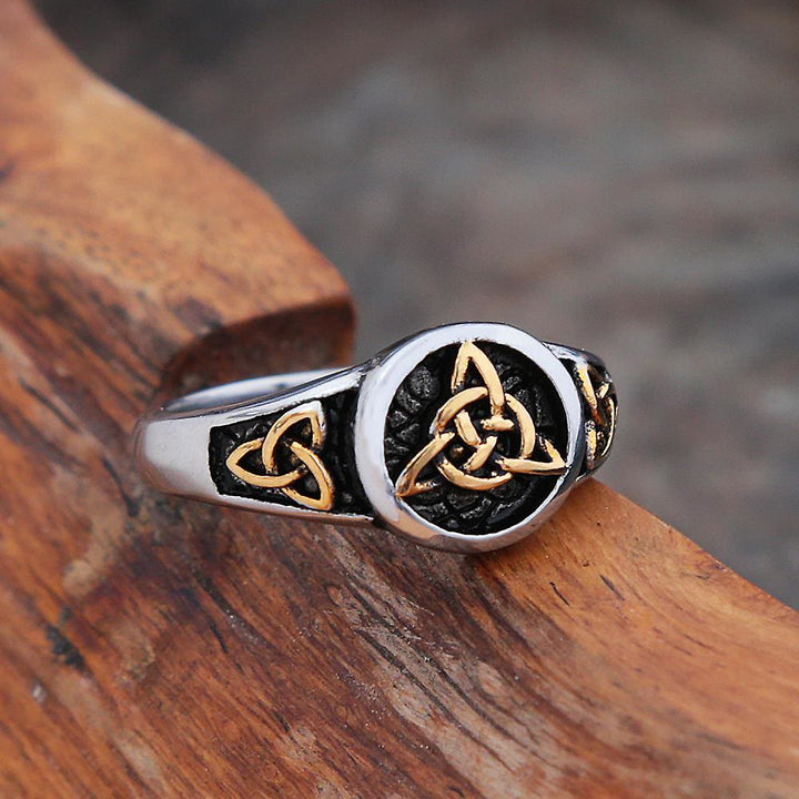 WorldNorse Vintage Triangle Viking Ring - Gold - US 13 - image 4