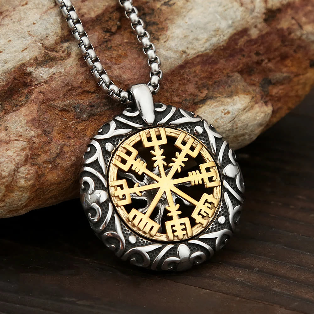 WorldNorse Nordic Rune Hollow Vegvisir Necklace - Vegvisir - image 0