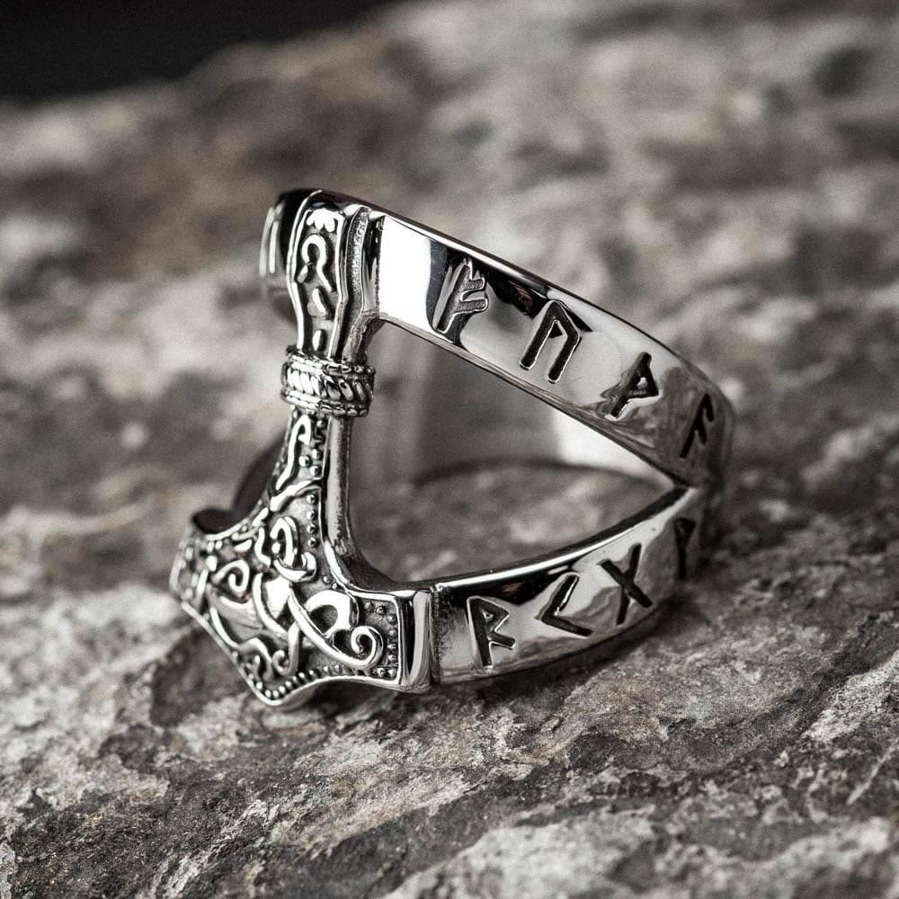 WorldNorse Bold Viking Open Mjolnir Hammer Ring