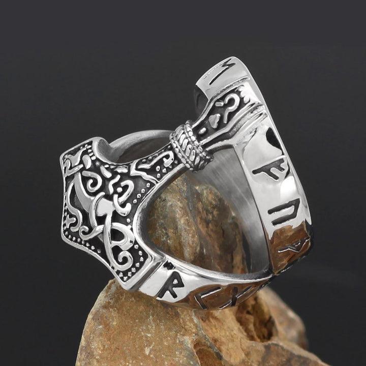 WorldNorse Bold Viking Open Mjolnir Hammer Ring