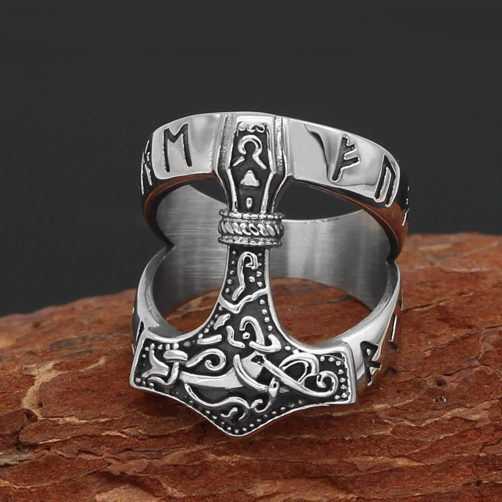 WorldNorse Bold Viking Open Mjolnir Hammer Ring