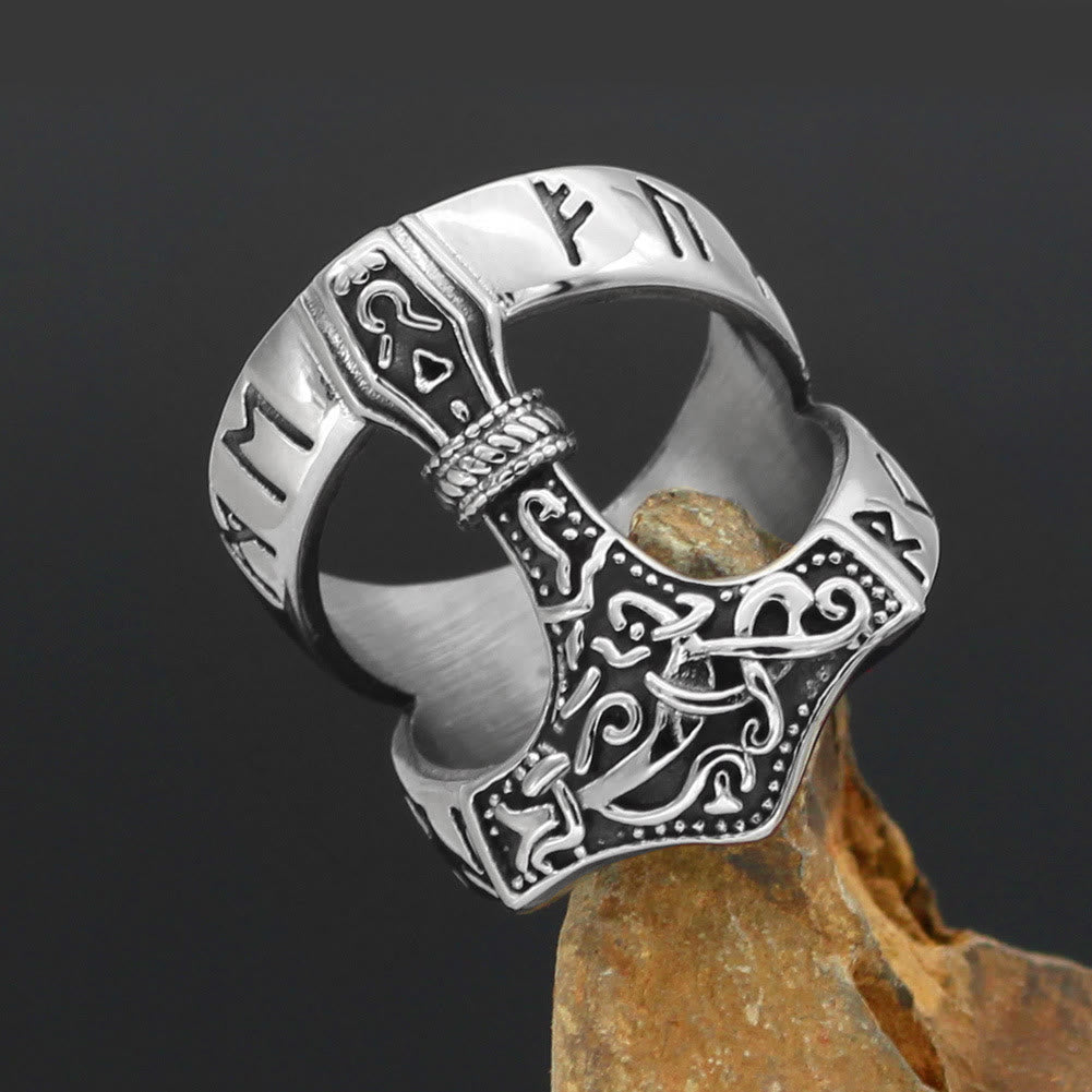 WorldNorse Bold Viking Open Mjolnir Hammer Ring