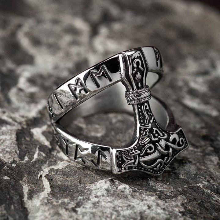 WorldNorse Bold Viking Open Mjolnir Hammer Ring