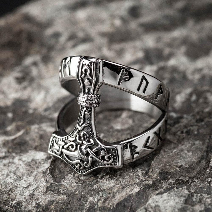 WorldNorse Bold Viking Open Mjolnir Hammer Ring