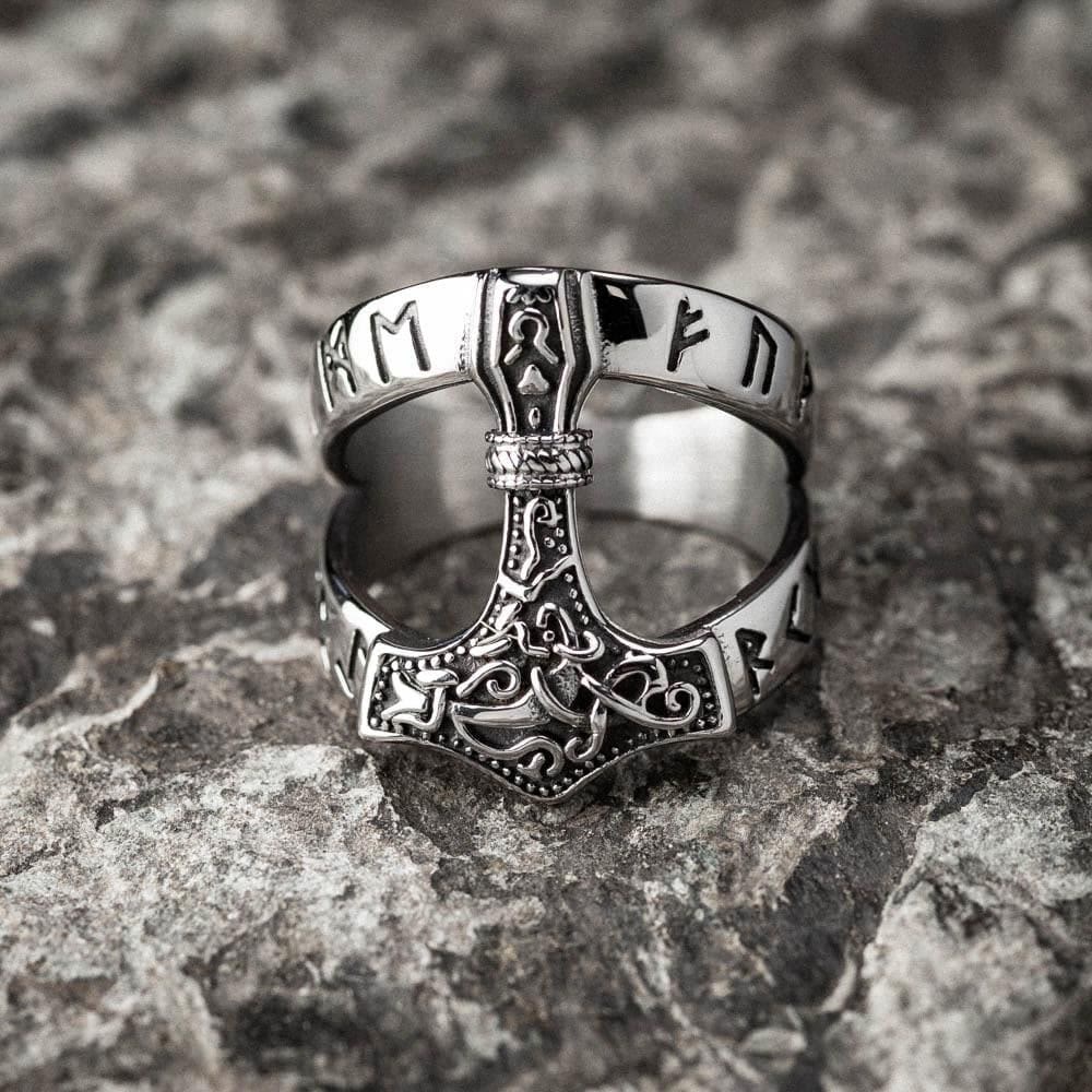 WorldNorse Bold Viking Open Mjolnir Hammer Ring - US 13 - image 0