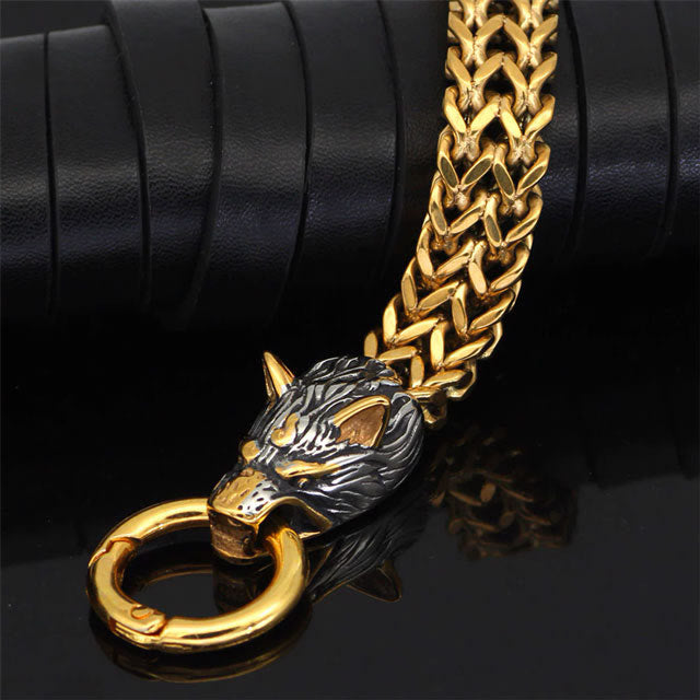 WorldNorse Nordic Fenrir Majestic Wolf Head Chain Bracelet - image 3