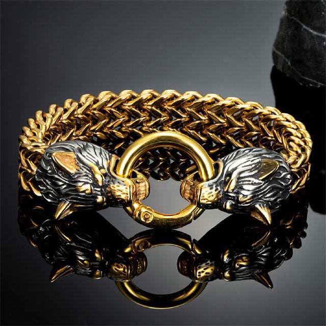 WorldNorse Nordic Fenrir Majestic Wolf Head Chain Bracelet - image 6