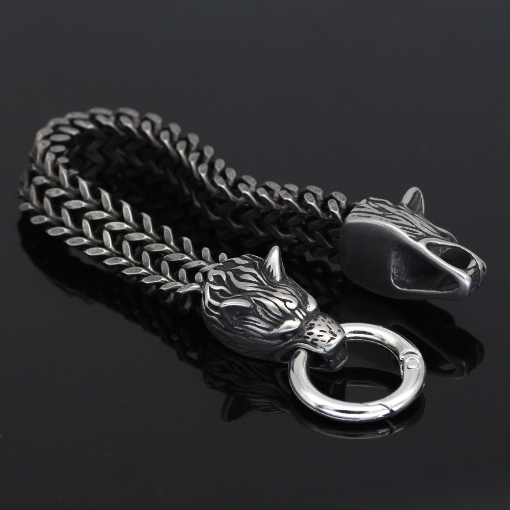 WorldNorse Nordic Fenrir Majestic Wolf Head Chain Bracelet - image 11
