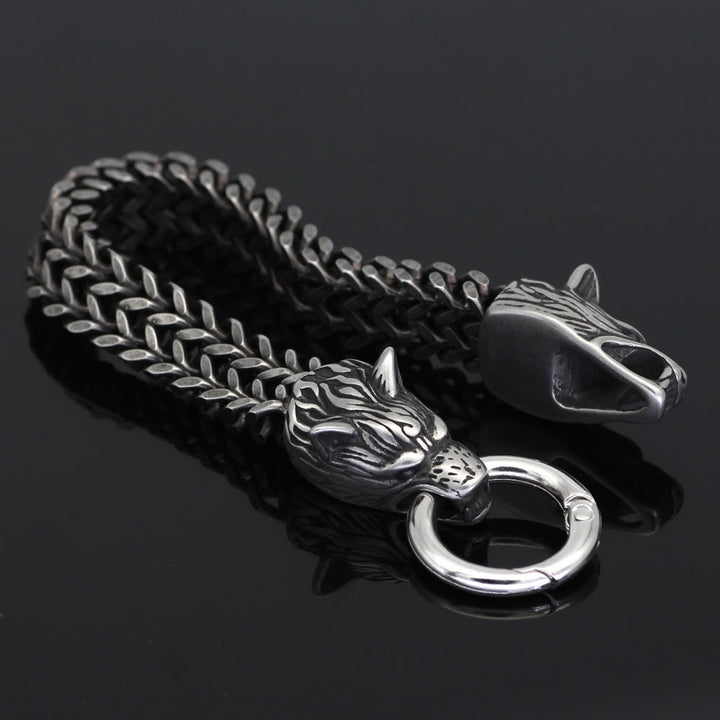 WorldNorse Nordic Fenrir Majestic Wolf Head Chain Bracelet - image 11