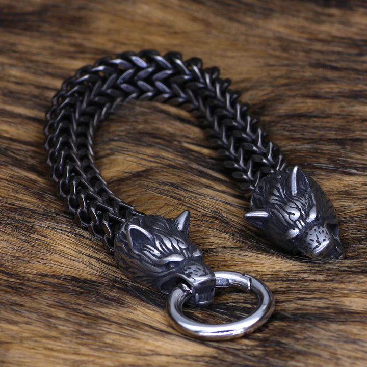 WorldNorse Nordic Fenrir Majestic Wolf Head Chain Bracelet - image 13