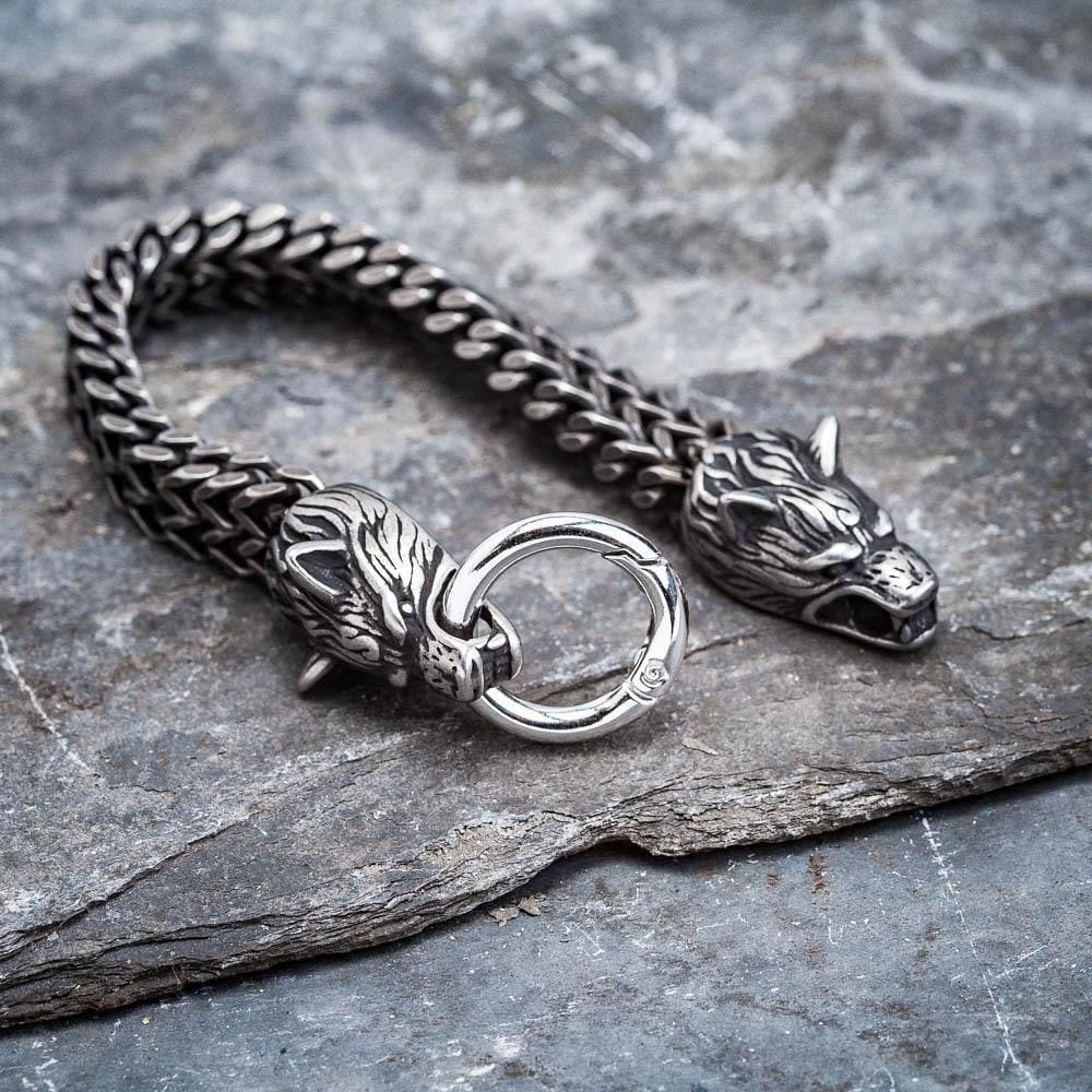 WorldNorse Nordic Fenrir Majestic Wolf Head Chain Bracelet - image 9
