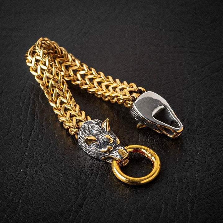 WorldNorse Nordic Fenrir Majestic Wolf Head Chain Bracelet - image 2