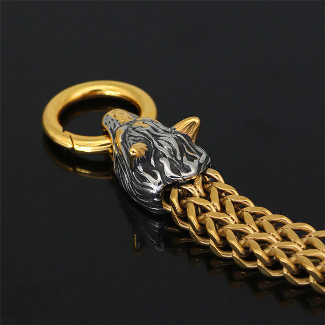 WorldNorse Nordic Fenrir Majestic Wolf Head Chain Bracelet - image 4