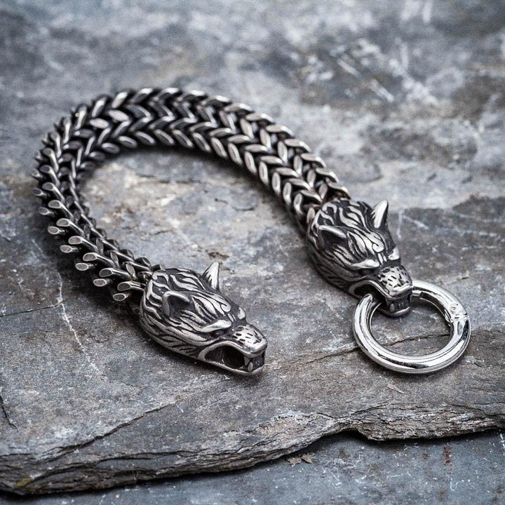 WorldNorse Nordic Fenrir Majestic Wolf Head Chain Bracelet - image 8