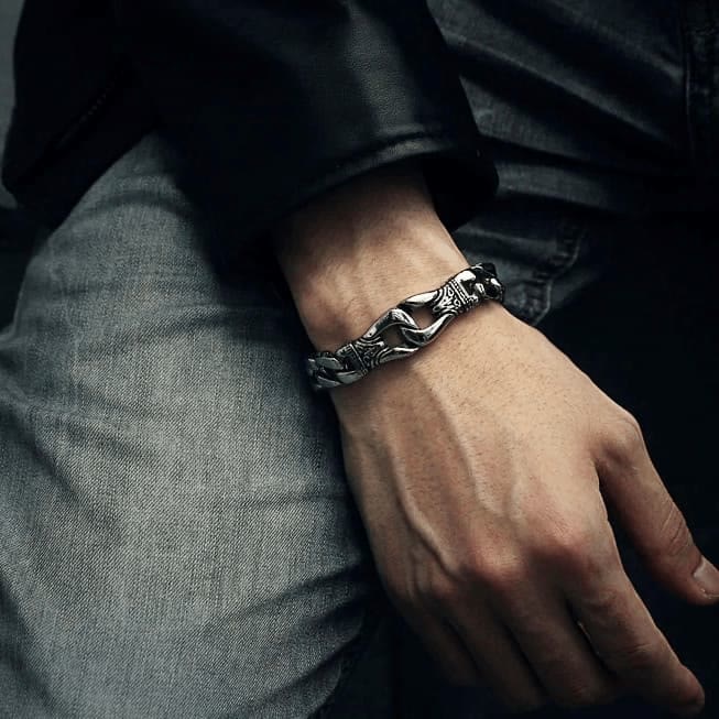 WorldNorse Retro Totem Celtic Knot Chunky Curb Link Bracelet - image 1