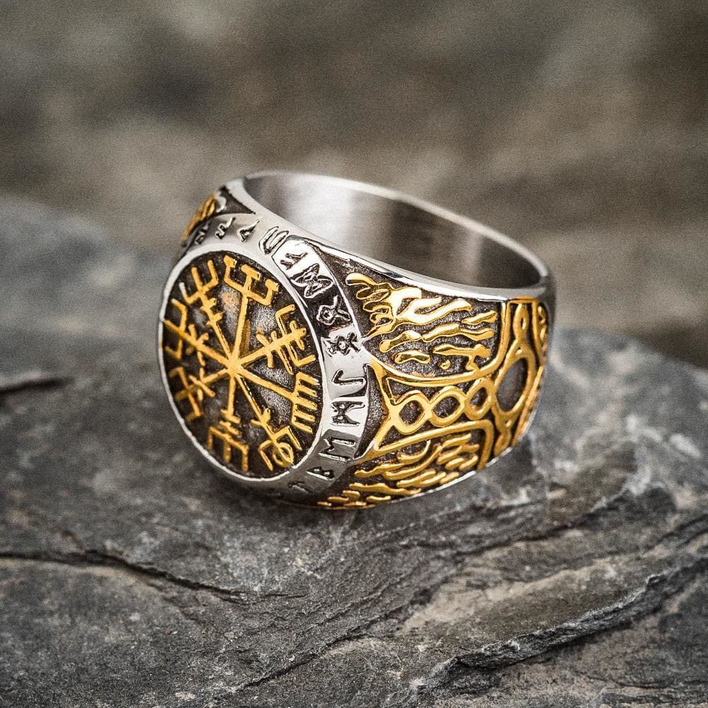 WorldNorse Nordic Vegvisir Compass Navigation Viking Ring - US 13 - image 0